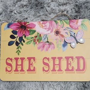 Hypercap Trading Co.Floral Original  'She Shed' Sign with 3D Butterfly